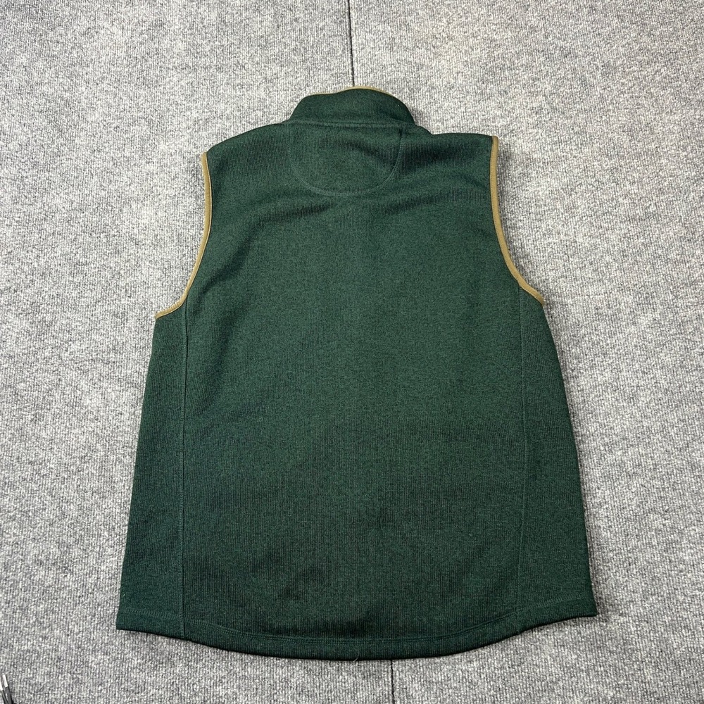 LL Bean Men's Large Fleece Vest Green Slightly Fitted Zip Up Pockets - Picture 2 of 6